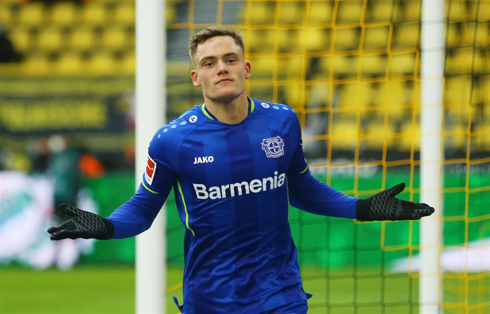 Bayer Leverkusen's Florian Wirtz celebrates scoring their second goa