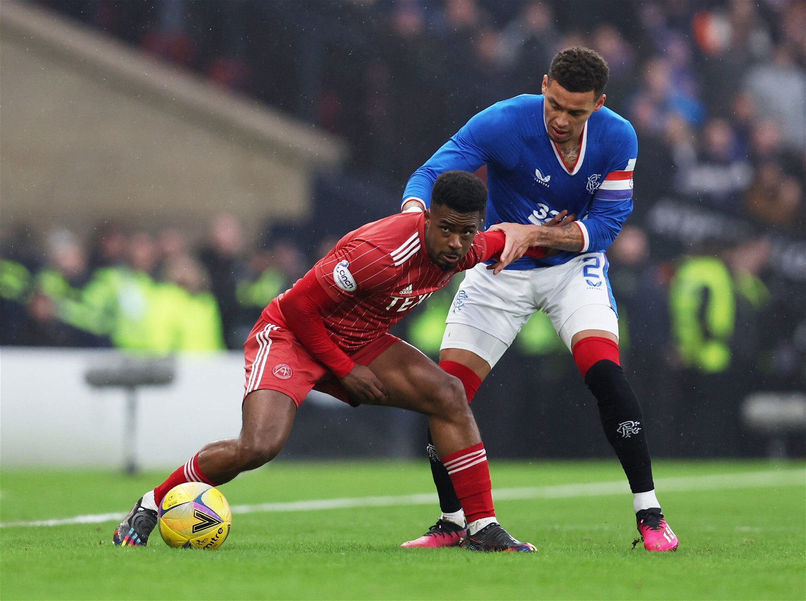 Rangers' James Tavernier in action with Aberdeen's Duk