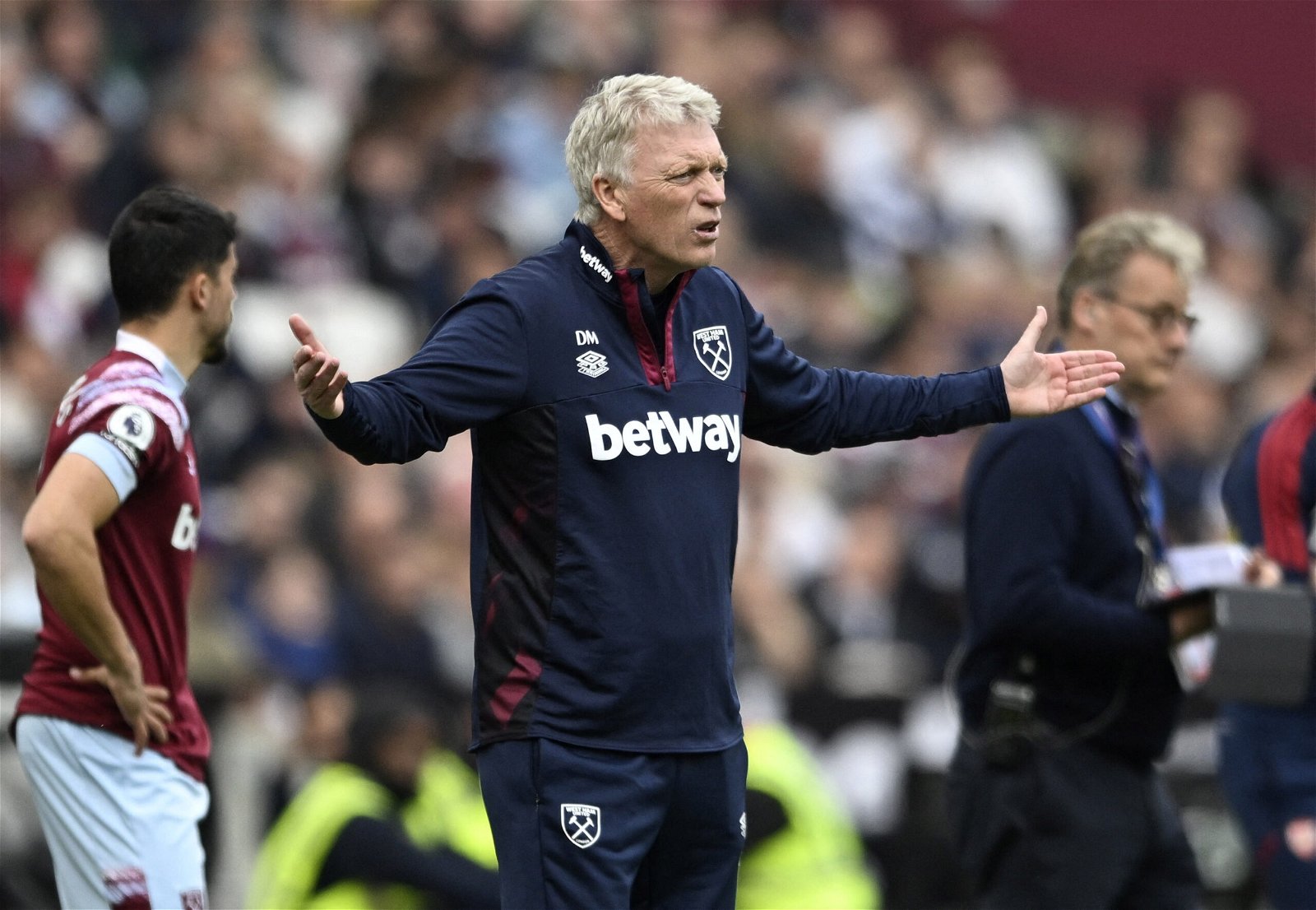 West Ham United manager David Moyes reacts